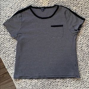 Nautica shirt black, white stripe w/ front pocket